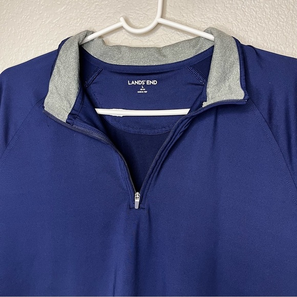 Lands' End Navy Blue Quarter-Zip Pullover Thin Material Size Large 42-44 - Picture 3 of 14